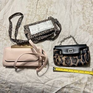 3 bags travel bags rose & gold clutch leopard travel purse and leopard clutch